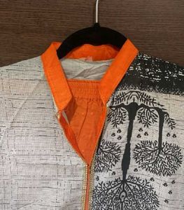 Stylish Printed Orange &amp; Grey Kurta