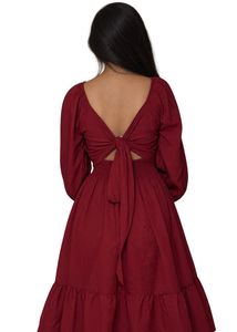 pinteresty red puff corset waist dress