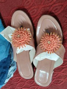 Stylish Peach Flower Sandals