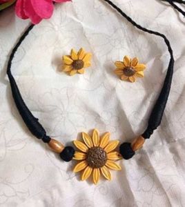 Sunflower Necklace and Earring Set