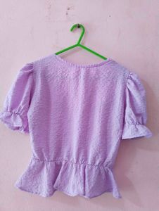 Cute Purple Puff Sleeve Top