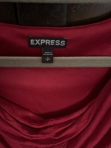 Express Red Ruched Cowl Neck Top