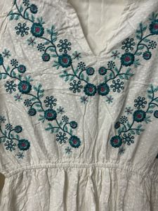 Embroidered White Dress