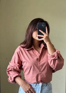 Chic Pink Oversized Button-Up Shirt