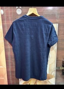 Men's Navy Blue Textured T-Shirt