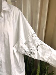 Cotton White Shirt Dress with Lace Details