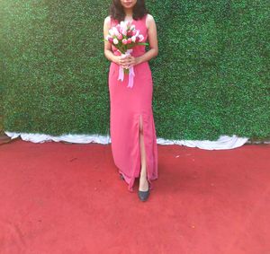 Elegant Pink Maxi Dress with Slit