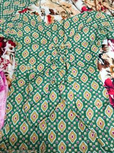 Green Printed Short Kurti