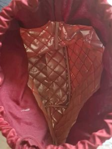 Quilted Red Drawstring Handbag