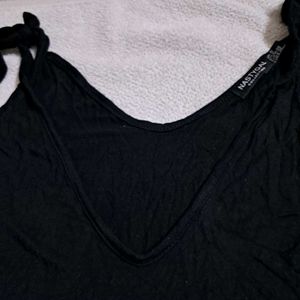 Black Tie-Strap Bodysuit