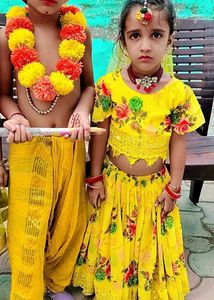 Yellow Floral Lehenga Choli Set,3 Year Baby Girl