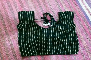 Stylish black &amp; white Embroidered Blouse