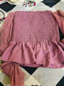 Smocked Off-Shoulder Peplum Top