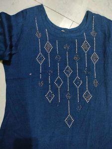 Blue Embellished Kurti with Pants