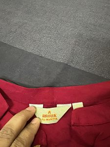 Maroon Kurta with Printed Sleeves