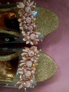 Elegant Rose Copper Gold Wedge Heels