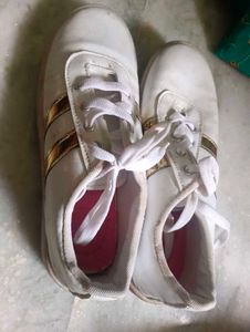 White &amp; Gold Sneakers
