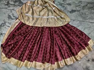 Meroon color Banarasi Gajji satin Wedding Silk sar