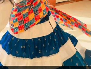 Boho Blue &amp; White Tiered Skirt