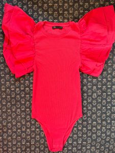 Zara Pink Bodysuit - Statement Sleeves