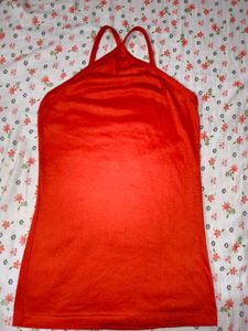 Red Halter Neck Tank Top