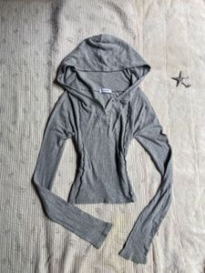 y2k hooded long sleeve top