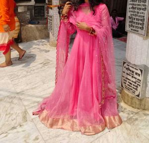 long anarkali suit with dhuptta