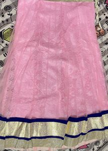 Blue Velvet Blouse with Pink Skirt