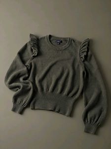 OLIVE  RUFFLE SHOULDER SWEATER