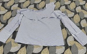 New Designer Chic Striped Ruffle Top