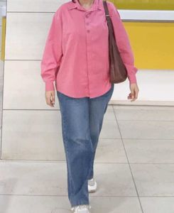 Oversized Pink Button-Up Shirt