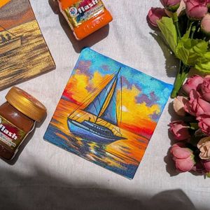 Mini Boat Seascape Painting