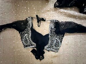 y2k Black Sequined Lehenga Choli Set