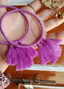 Purple Thread Bangles with Tassels