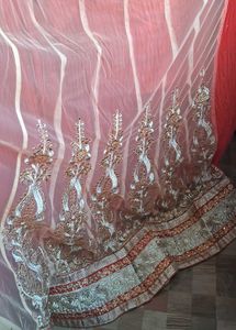 Orange &amp; Gold Embellished Saree with blouse