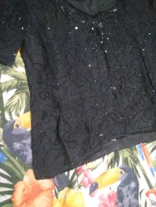 Sparkly Black Embellished Blouse