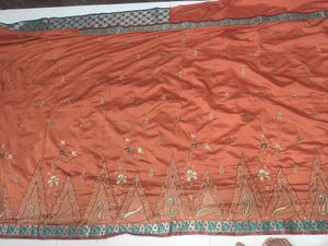 Brown,Blue Saree With Stitched Designer Blouse