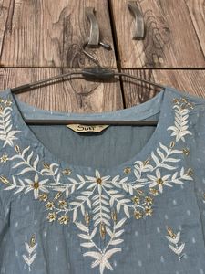 Elegant Blue Embroidered Dress