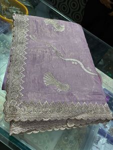 Elegant Lavender Embroidered Saree