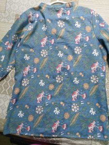 Blue Floral Print Kurta