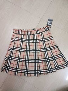New Plaid Pleated Mini Skirt
