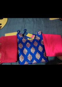 Elegant Royal Blue Kurta Set with Pink Dupatta
