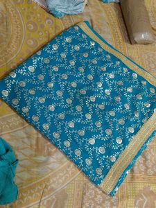 Beautiful Teal Embroidered Saree