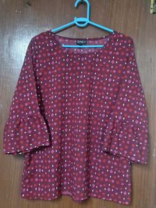 Printed Top with Bell Sleeves