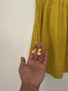 Yellow Printed Cotton Kurta