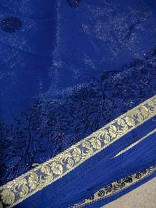 Royal Blue Embroidered Saree