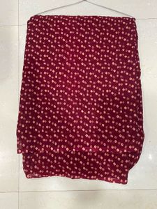 Maroon Bandhani Saree with Gold Border