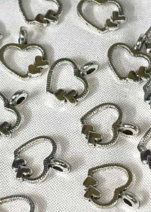 Heart Silver Metal Charms 10 pic Pendants