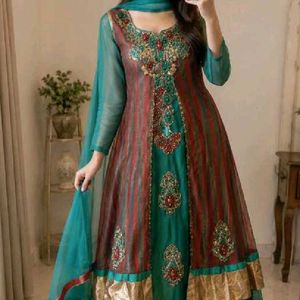 Embroidered Anarkali Kurta Set with Dupatta
