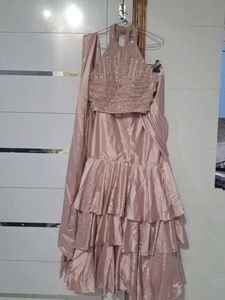 Designer Sequin Blouse &amp; Ruffled Lehenga Set